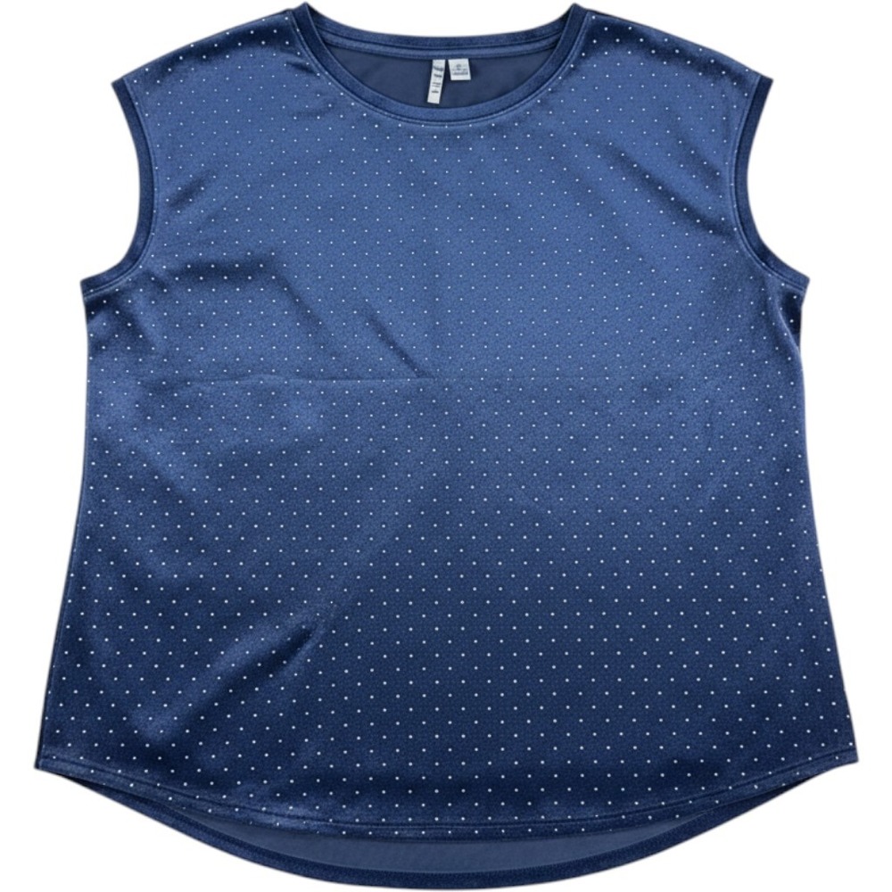 Elle Velvet Studded Tank Top Rhinestone Sleeveless Navy Blue XL Polyester Womens